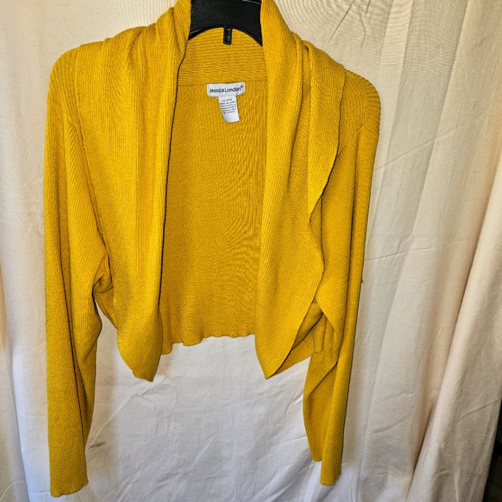 Mustard colored womens shrug/sweater